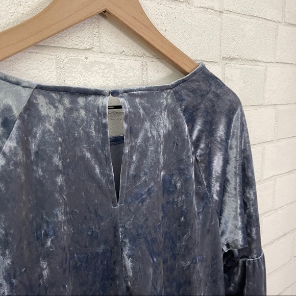 LC Lauren Conrad Blue Velvet Long Sleeve Top - Picture 8 of 9